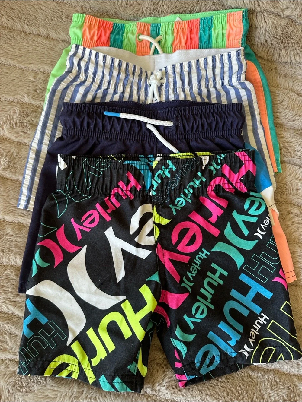 Cat & Jack Boys' Multicolor Logo and Stripe Swim Shorts Set
